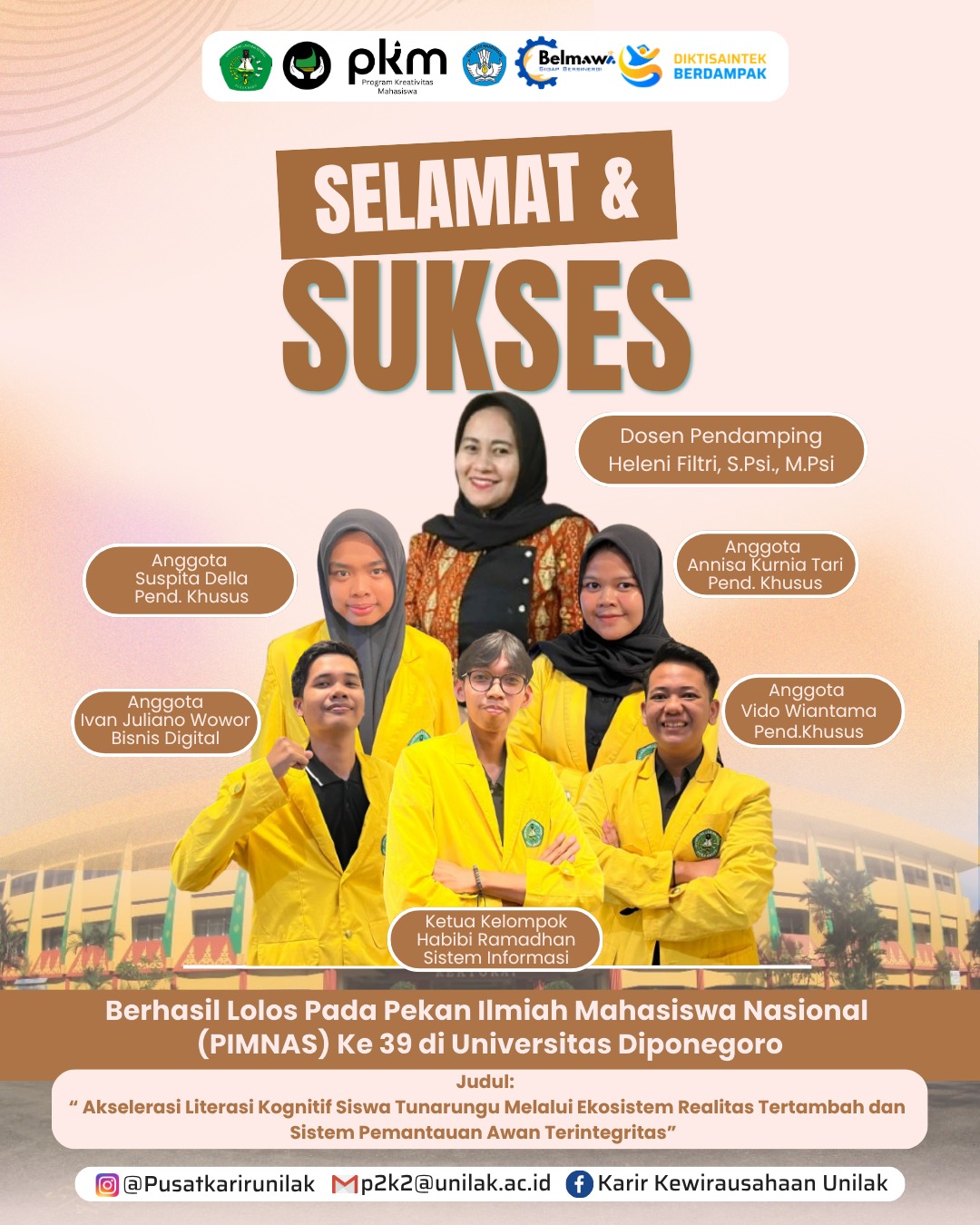 PKM Unilak Lolos PIMNAS 39 di Universitas Diponegoro Bawa Inovasi AR untuk Siswa Tunarungu