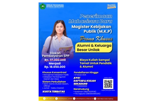 Magister Kebijakan Publik Unilak Buka Penerimaan Mahasiswa Baru 2025, Ada Promo Khusus Untuk Alumni